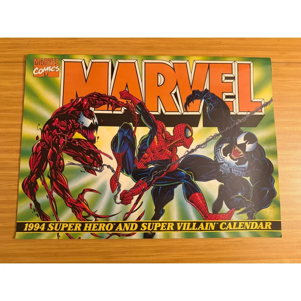 Marvel Comics 1994 Super Hero and Super Villain Calendar Spiderman Carnage Venom